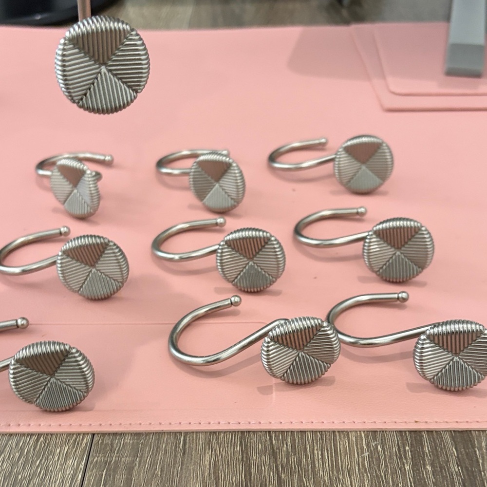 Silver Metal Shower Curtain Hooks